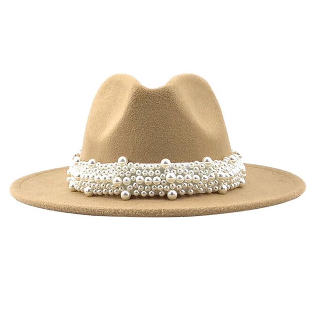Minnieouse Cashmere Fedora Hat Womens Wide Brim Hats Dress Bowler Hat Cap Sombreros Camello