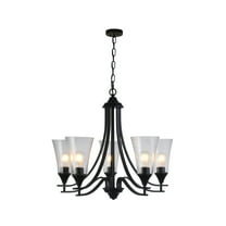Chloe Lighting Sherard 5-Light Glass Metal Hanging Chandelier in Matte Black