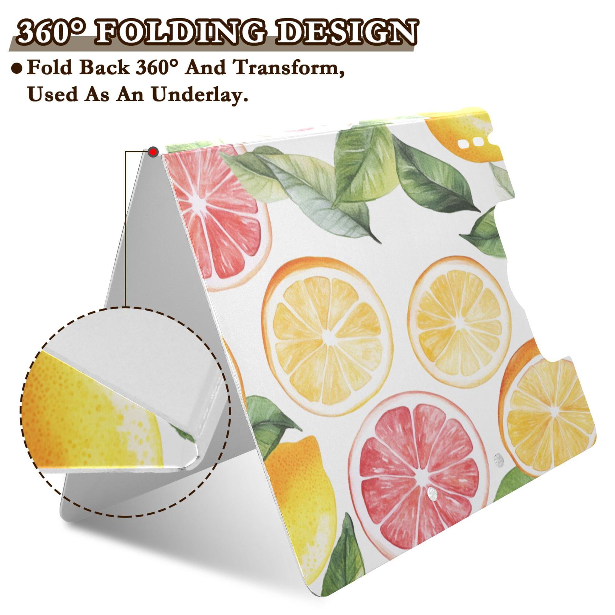 FORMRS A4 Clipboard Folder with Pen Holder Horizontal Foldable School Office Binder, Grapefruit Slices