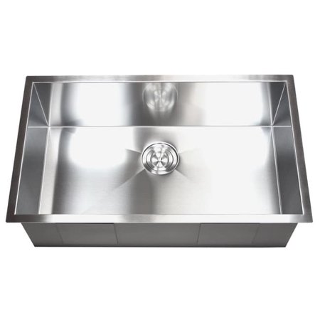 Contempo Living Inc 32 Inch Stainless Steel Single Bowl Undermount Zero Radius Kitchen Sink 16 Gauge