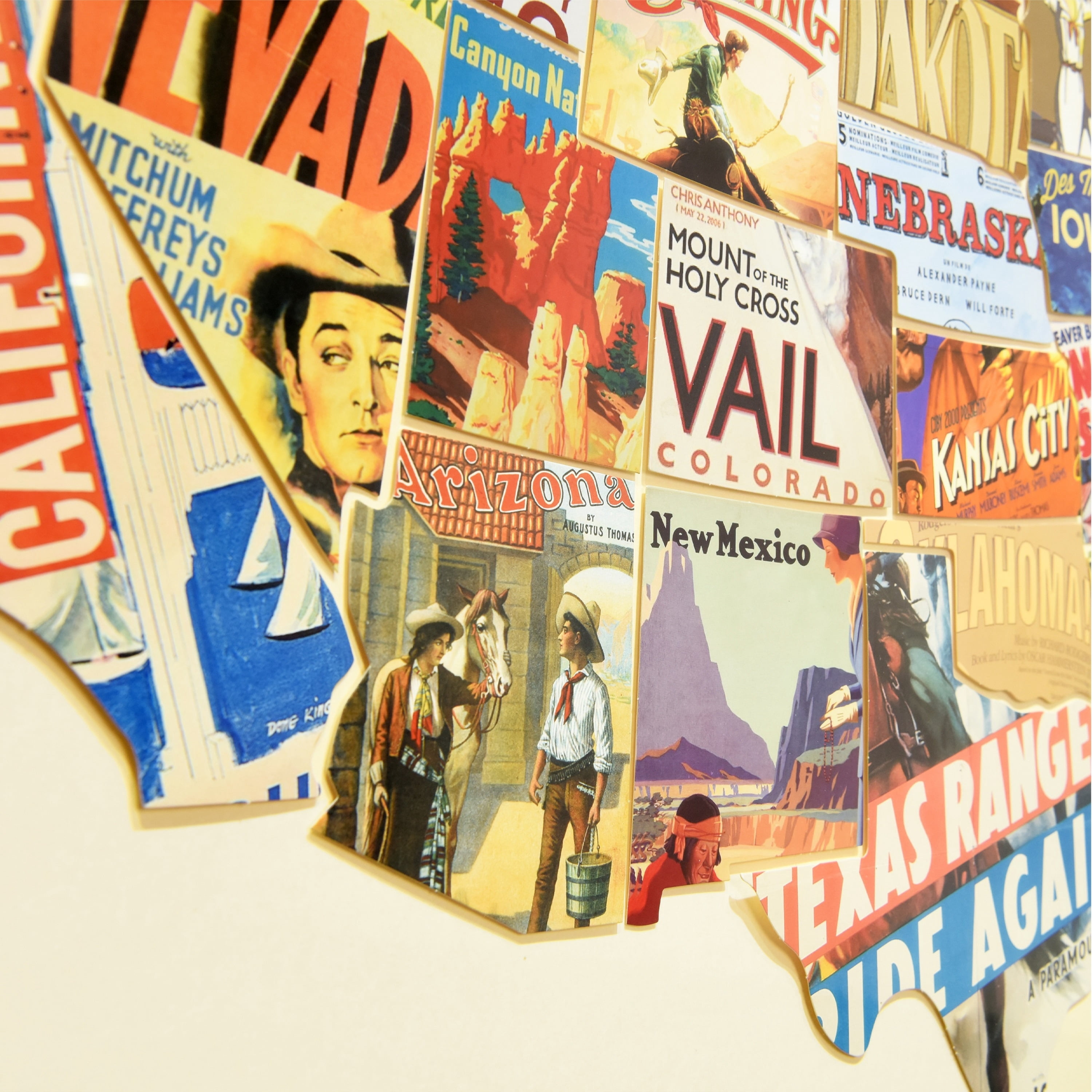 Direct Across America Dimensional Collage 48.00" x 25.00" Framed Painting Art Prints, by Empire Art