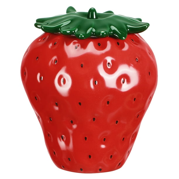Recipiente de cerámica para té, tarro para dulces, forma de fresa, hojas de té, tarro para almacenar, decoración de fresa