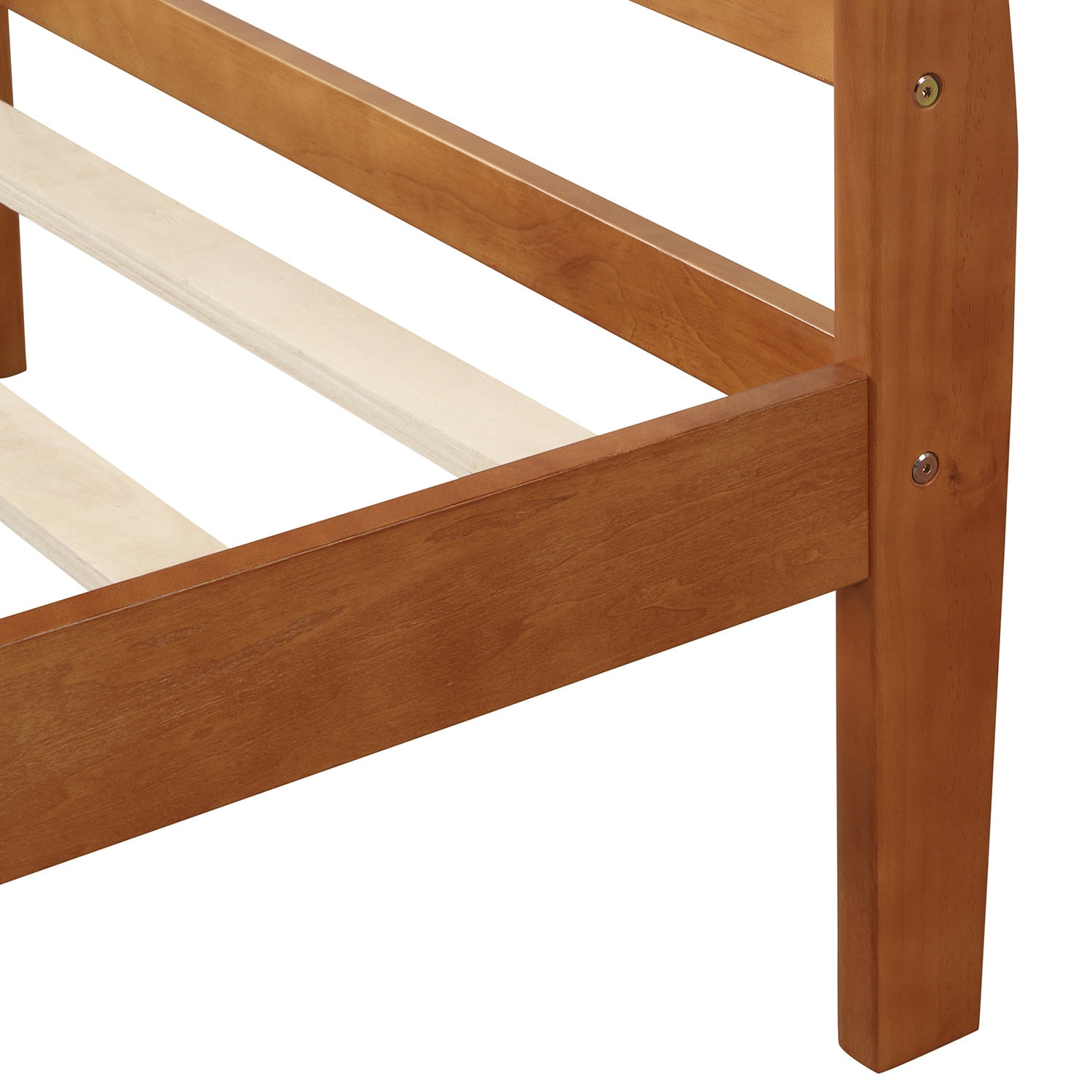 Holaki Wood Twin Size Bed with Headboard & Footboard for Kids, Oak
