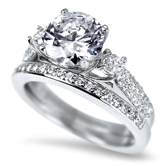 Simulated Diamond Wedding Engagement Bridal Ring Set for Women Size 6