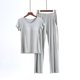 thumbnail image 2 of Gibobby Pijama de Navidad Mujeres con almohadillas en el pecho Sujetador Ropa interior Camiseta de manga corta Top 9 Pantalones Verano Delgado de ropa para el Conjunto (Gris, L), 2 of 3