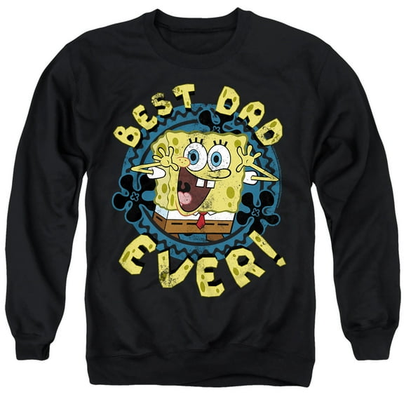SpongeBob SquarePants Father's Day Best Dad Ever Unisex Adult Crewneck Sweatshirt, Black, 2X-Large