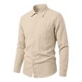 thumbnail image 4 of Satingcolo Mens Shirts Long Sleeve Casual Button Down Shirt Untucked Business Dress Shirts For Fall Fashion,Khaki L, 4 of 9