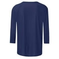 thumbnail image 5 of ZHENHONG Long Sleeve T Shirt Women Womens Tops Casual 3/4 Sleeve Crew Neck Shirts Loose Fit Tunic Blouses Summer Tees,Blue Women Blending Shirts M, 5 of 6
