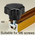 thumbnail image 3 of Perillas de estrella M6, perilla de apriete de rosca moleteada con tornillo hembra M6, para equipos mecánicos de máquina herramienta, plástico negro, 10 piezas, 3 of 5