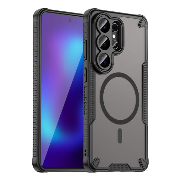 Dteck Magnetic Case for Samsung Galaxy S26 Ultra,Shockproof TPU PC Case Compatible with Mag Safe Matte Translucent Back Cover,Black