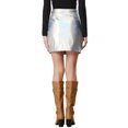 thumbnail image 3 of INSPIRE CHIC Holographic Skirt for Women's Metallic Shiny Y2K Belted A-Line Mini Skirts Silver L, 3 of 5