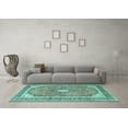 thumbnail image 3 of Ahgly Company Indoor Square Medallion Turquoise Blue Traditional Area Rugs, 5' Square, 3 of 4