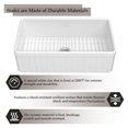 thumbnail image 5 of 33" x 18" White Fireclay Farmhouse Single Bowl Kitchen Sink with Basket Strainer and Bottom Grid, 5 of 7