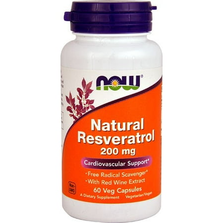 NOW aliments végétariens naturel Resveratrol cardiovasculaire Soutien, 200mg, 60 Ct