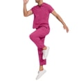 thumbnail image 5 of UVEASISHA 2 Piece Oufits for Men Scrub Set Stretch Short Sleeve V Neck Uniform Scrub Top and Jogger Pant Set Medical Sets with Pockets Hot Pink M, 5 of 9