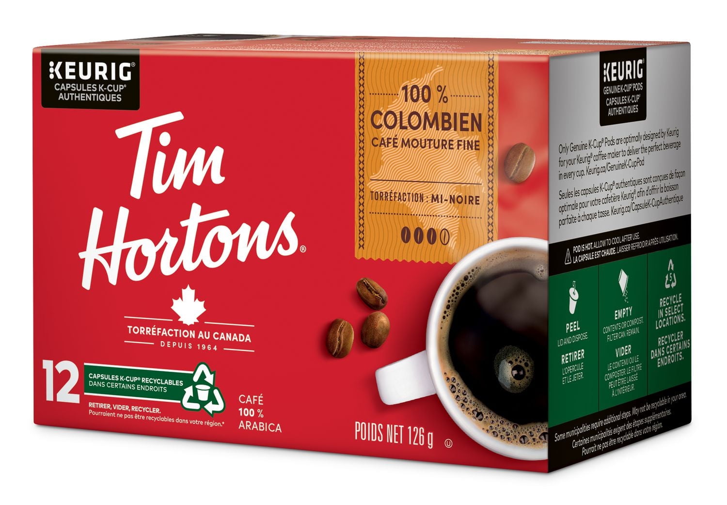 Tim Hortons 100% Colombian Dark Medium Roast Coffee