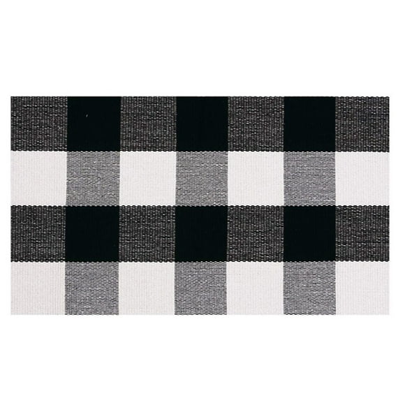 Buffalo Check Indoor Outdoor Rug Cotton Buffalo Plaid Rug for Front Porch,Kitchen,Living Room,Bedroom,Decorative mats 60*90cm, Black and White Plaid