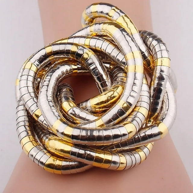 Collar con Bisagra de Serpiente de 6 X 900 Mm, Color Dorado, para Mujer, Flexible, con Forma Aleatoria, Cadena de Serpiente Moderna.