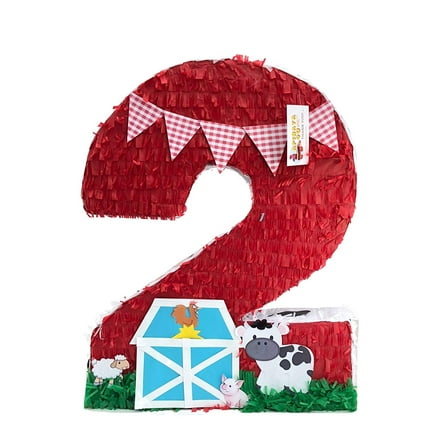 APINATA4U 20'' Tall Number Two Pinata Barnyard Theme Farm House