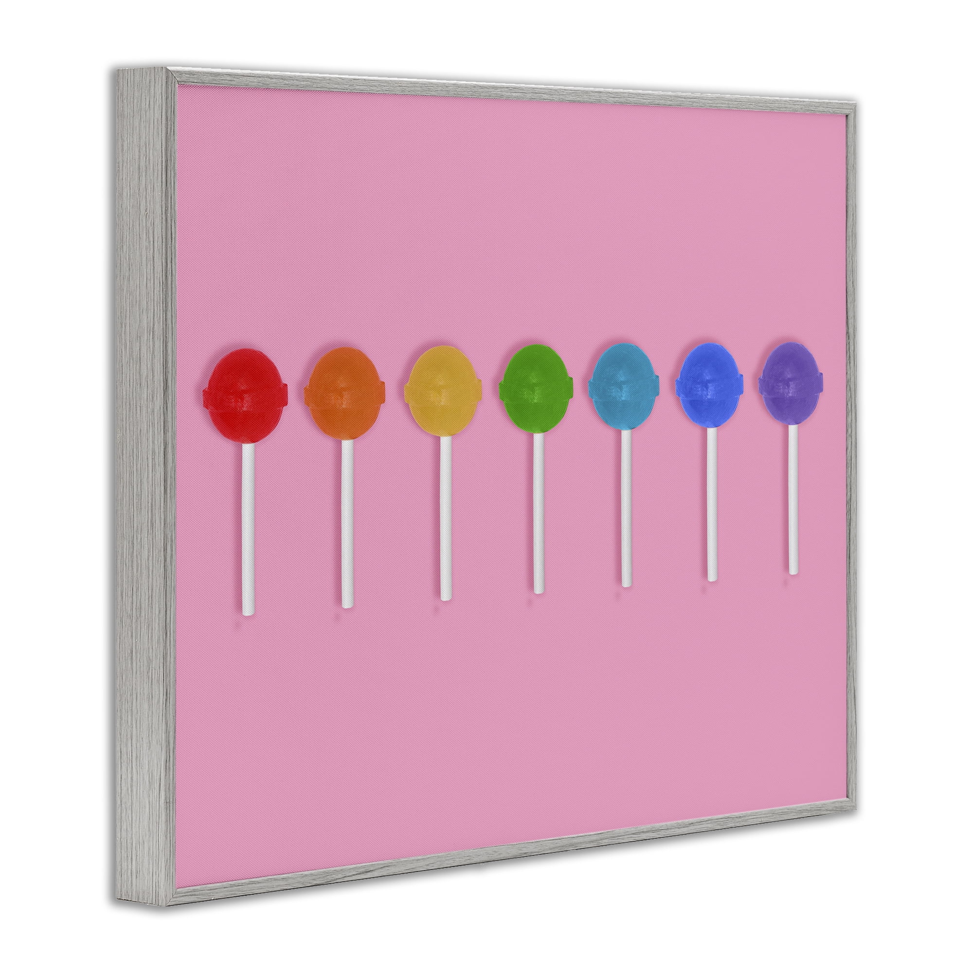 Stupell Industries Row of Rainbow Lollipops Gray Framed Giclee Art, design by LISH Creative