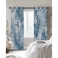 thumbnail image 4 of Blue Botanical Art Blackout Curtains for Bedroom Living Room Darkening Curtains 96 Inches Long Watercolor Leaf Modern Elegant Window Curtain 2 Panels Set Window Treatment Grommet Drapes 52"x96", 4 of 9