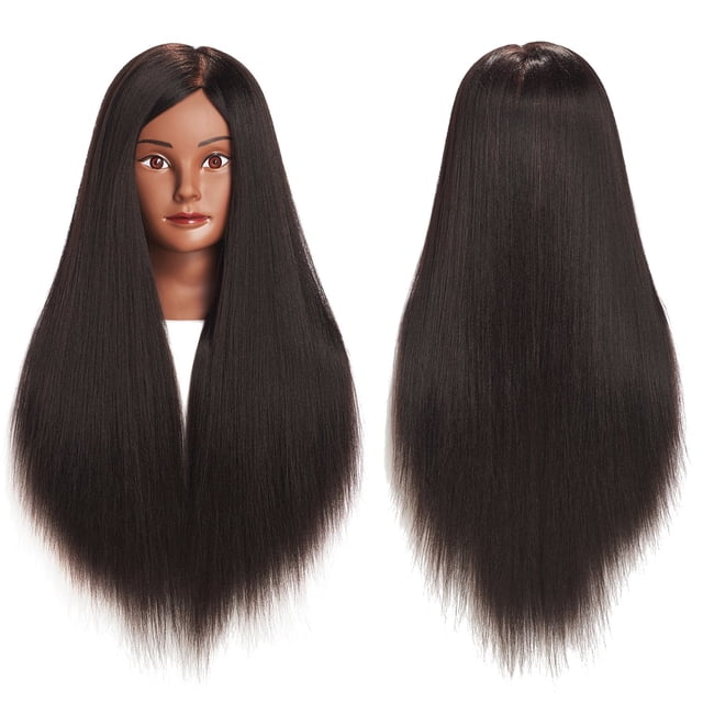 Traininghead Cabeza de maniquí de 26 a 28 pulgadas, cabeza de entrenamiento para peinar el cabello, cabeza de práctica de maniquí, cabeza de muñeca de cosmetología, modelo de entrenamiento de peluquer