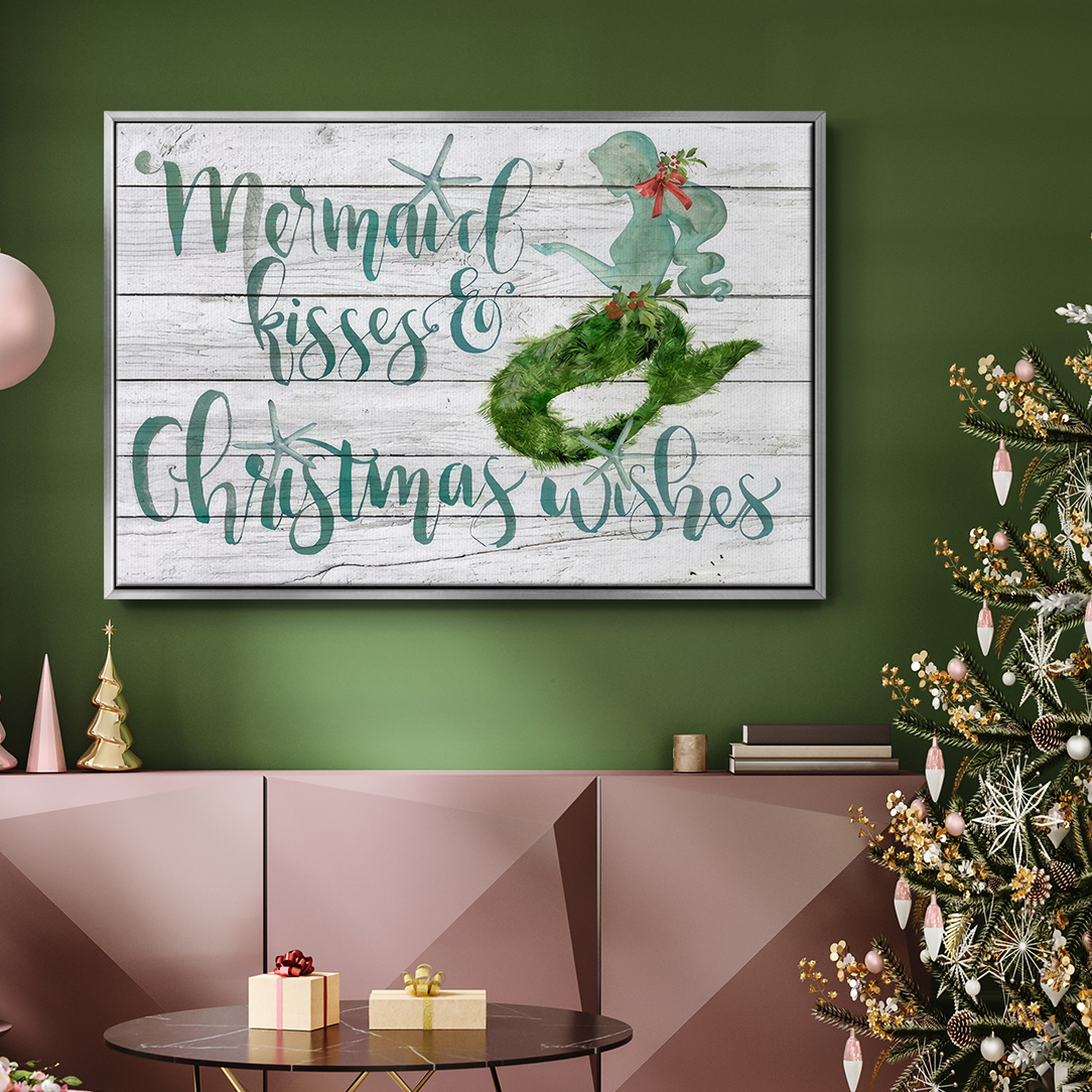 Tis the Seasun Collection A - Framed Gallery Wrapped Holiday Canvas - 17 x 25 - Silver Frame