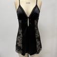 thumbnail image 5 of Lpmadey Women's Satin & Sheer Lace Spaghetti Strap Chemise – Sexy Lingerie Nightgown for Bedroom & Loungewear (Black), 5 of 7