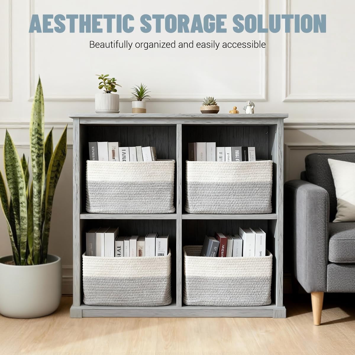 Storage racks and baskets for toys, books, clothes, wardrobes, nurseries, and bathrooms – cotton rope storage racks and baskets.