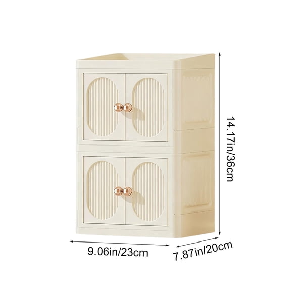 Storage Cabinet Foldable Storage Cabinet Double Door Desktop Organizer No Assembly Requi Skincare Makeup Cosmetic Stationery Cabinet Double Layer Plastic Organizer