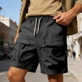 thumbnail image 2 of Gyexs Mens Shorts Casual Drawstring Waist Y2k Shorts Stretch Summer Beach Sweat Shorts Summer Clothes Black, Size XL, 2 of 6