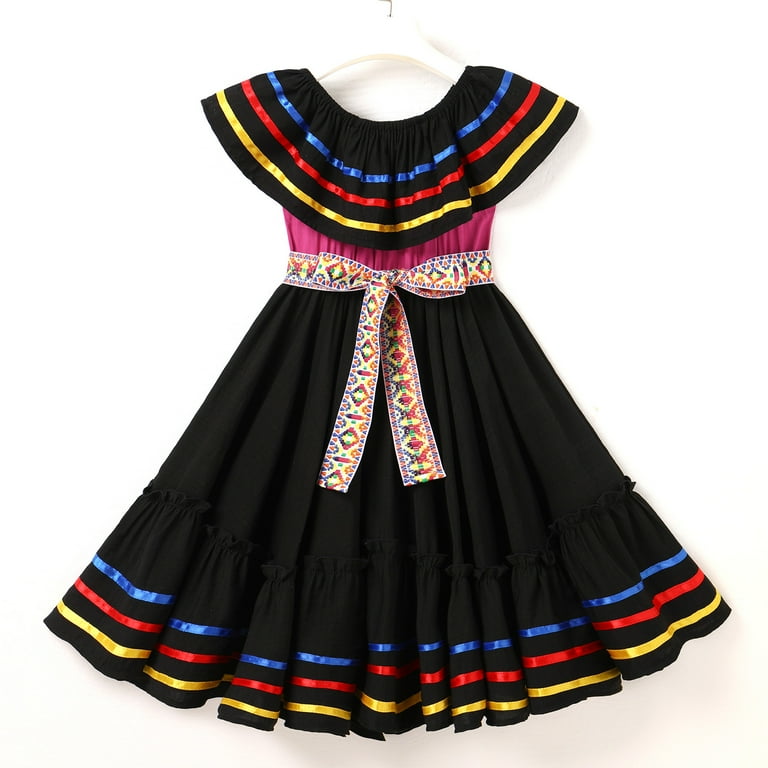 cinco de mayo dress Girl's Red X Traditional Mexican Cinco De Mayo Fiesta Dress 2-14 – unik  Retail main image 0