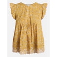 thumbnail image 6 of Scenario Women's and Women's Plus Short Sleeve Pleated Embroidered Printed Top, Sizes XS-4X, 6 of 6