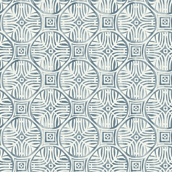 Chesapeake Sandee Navy Medallion Wallpaper, 20.5-in by 33-ft