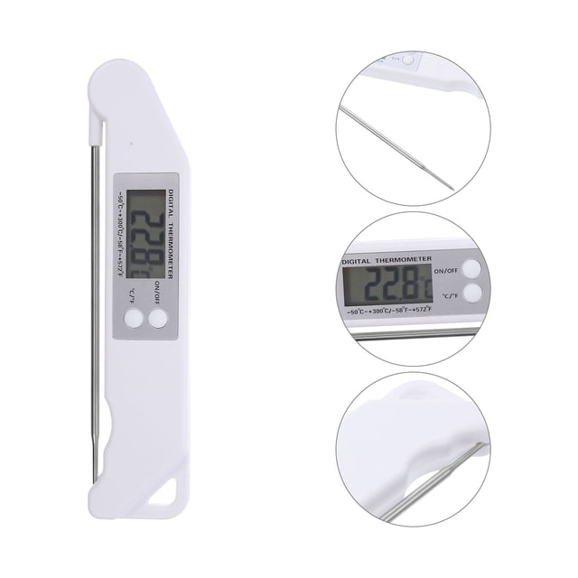 unbranded Termómetro Digital Plegable De Cocina En Acero Inoxidable Y ABS Con Pantalla LCD Para Carnes Y Barbacoa