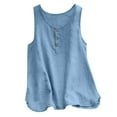thumbnail image 2 of Blue Womens Tops Womens Crew Neck Sleeveless Top T Shirt Button Up Top T Shirt Going Out Tops for Women, 2 of 4
