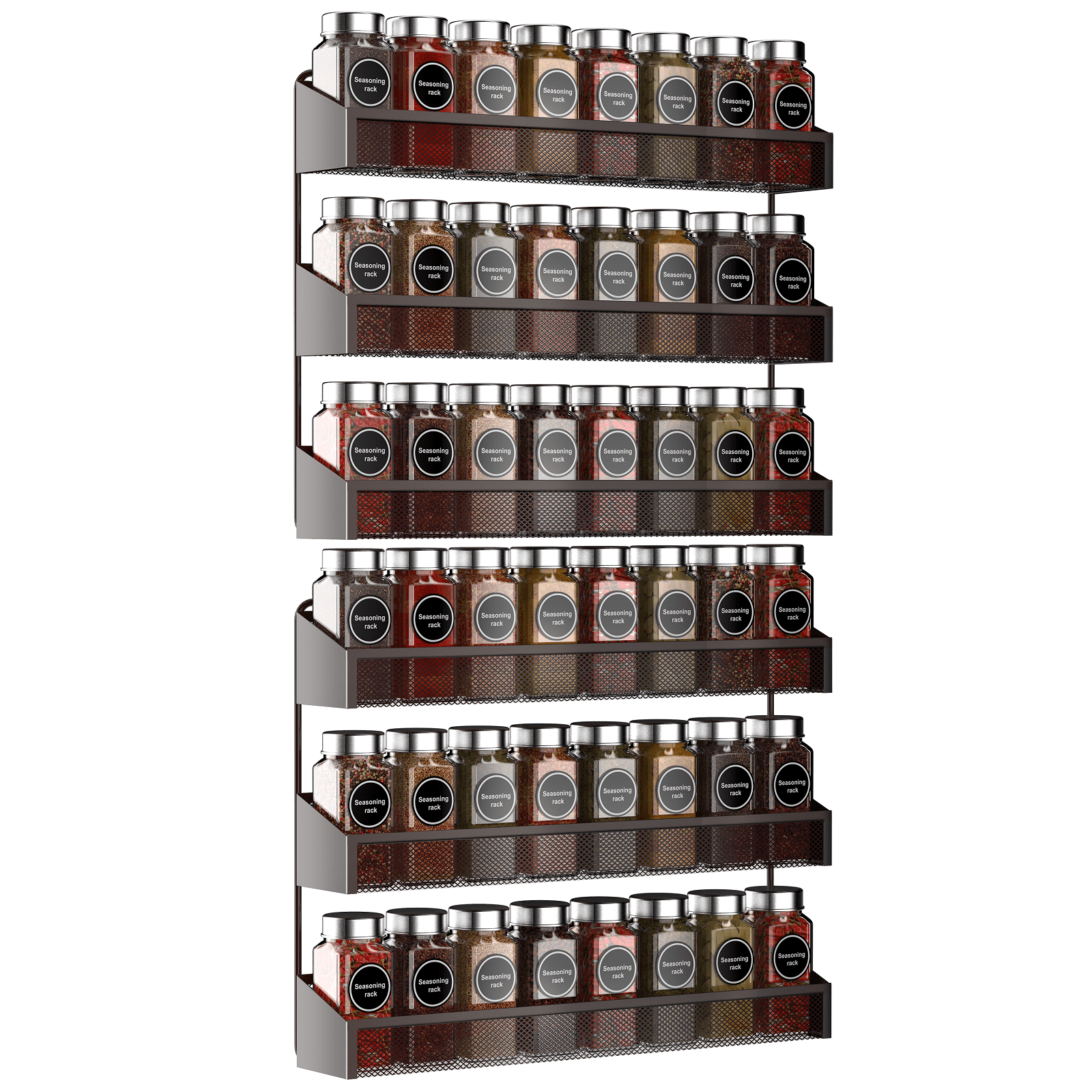 2 Pack Spice Rack Organizer, 3 Tier Counter-top Stand or Wall Mounted Storage Rack Hanging Shelf for Kitchen Cabinet-Bronze