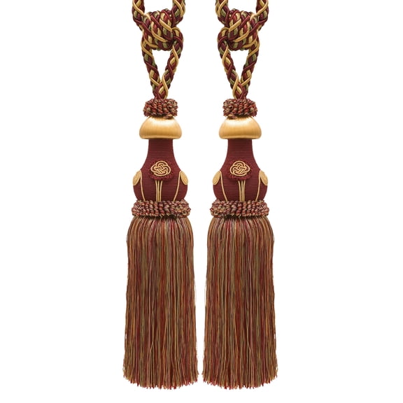 DECOPRO Exquisite Curtain Tassel Tieback with Floral Design - Elegant Handmade Drapery Accessory, Tassel Length 12" (30.5cm), Spread 32" (81cm) # TBBL1, #5716 Set of 2