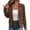 Brown, variant on Women's Slim Fit Biker Jacket Coat,Textured Jacquard Lapel Asymmetric Zip with Multi Pocket,Pink Women's S-XXL