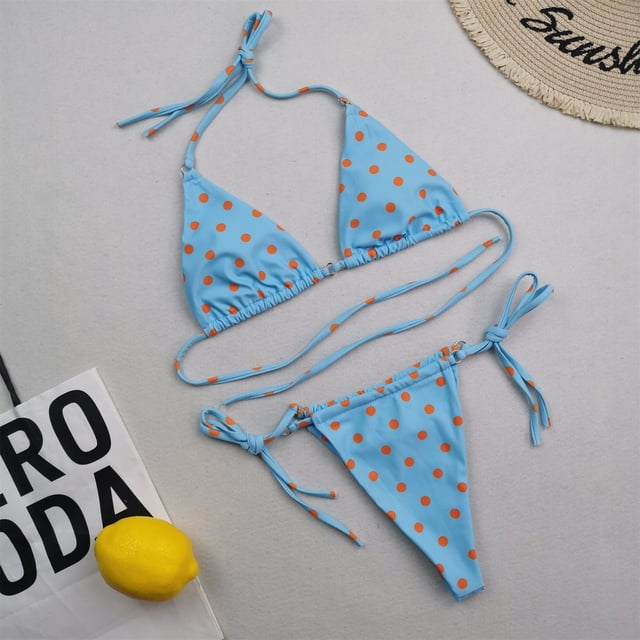 Qertyioot Womens Bikini Tops Sale Sexy High Breast Contrast Print Split Set Two Piece Swimsuit Sets