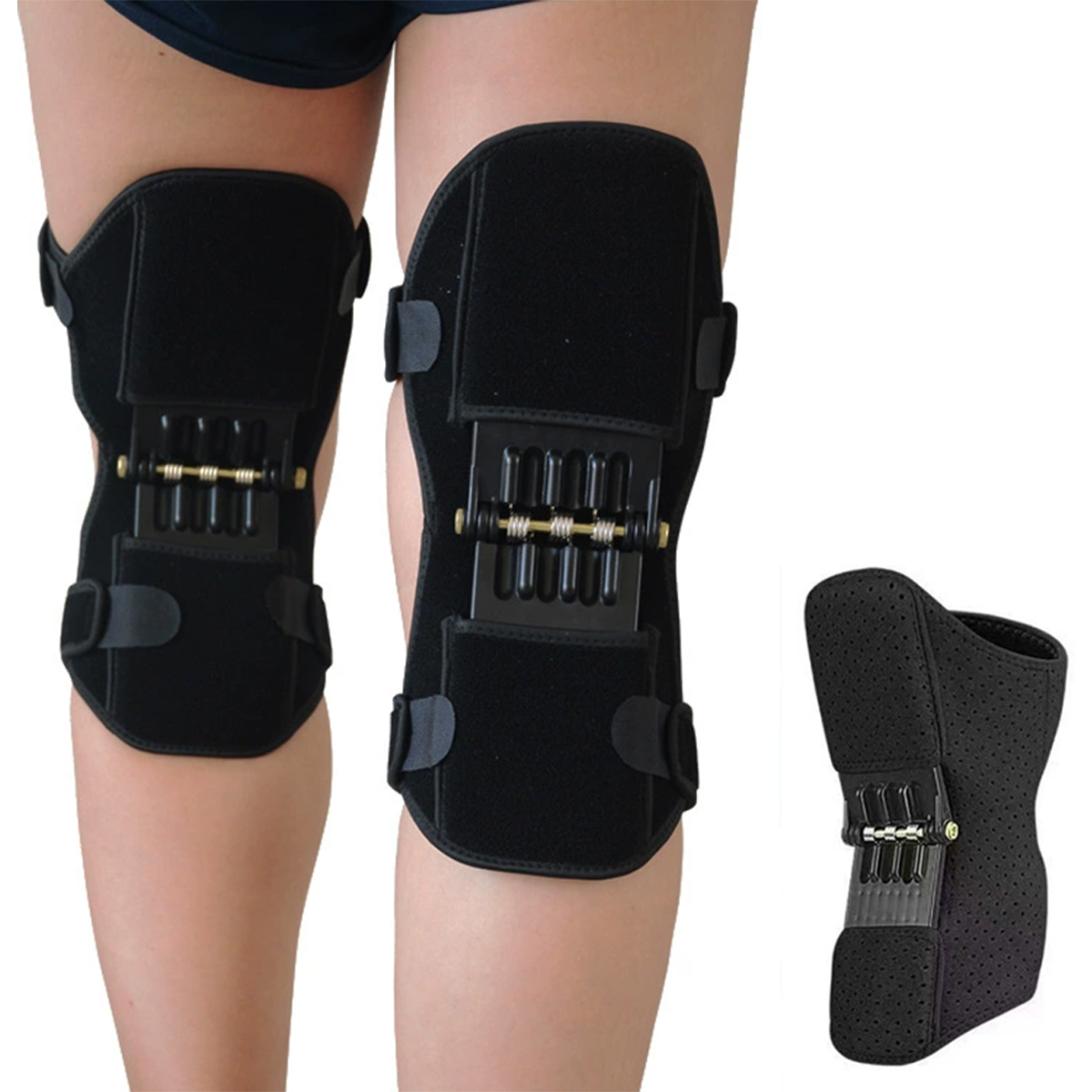 Spring Stabilizer Knee Brace  Adjustable Support for Squats, Volleyball & Climbing Breathable Joint Protection for Men & Women (Black, 1-Pack)