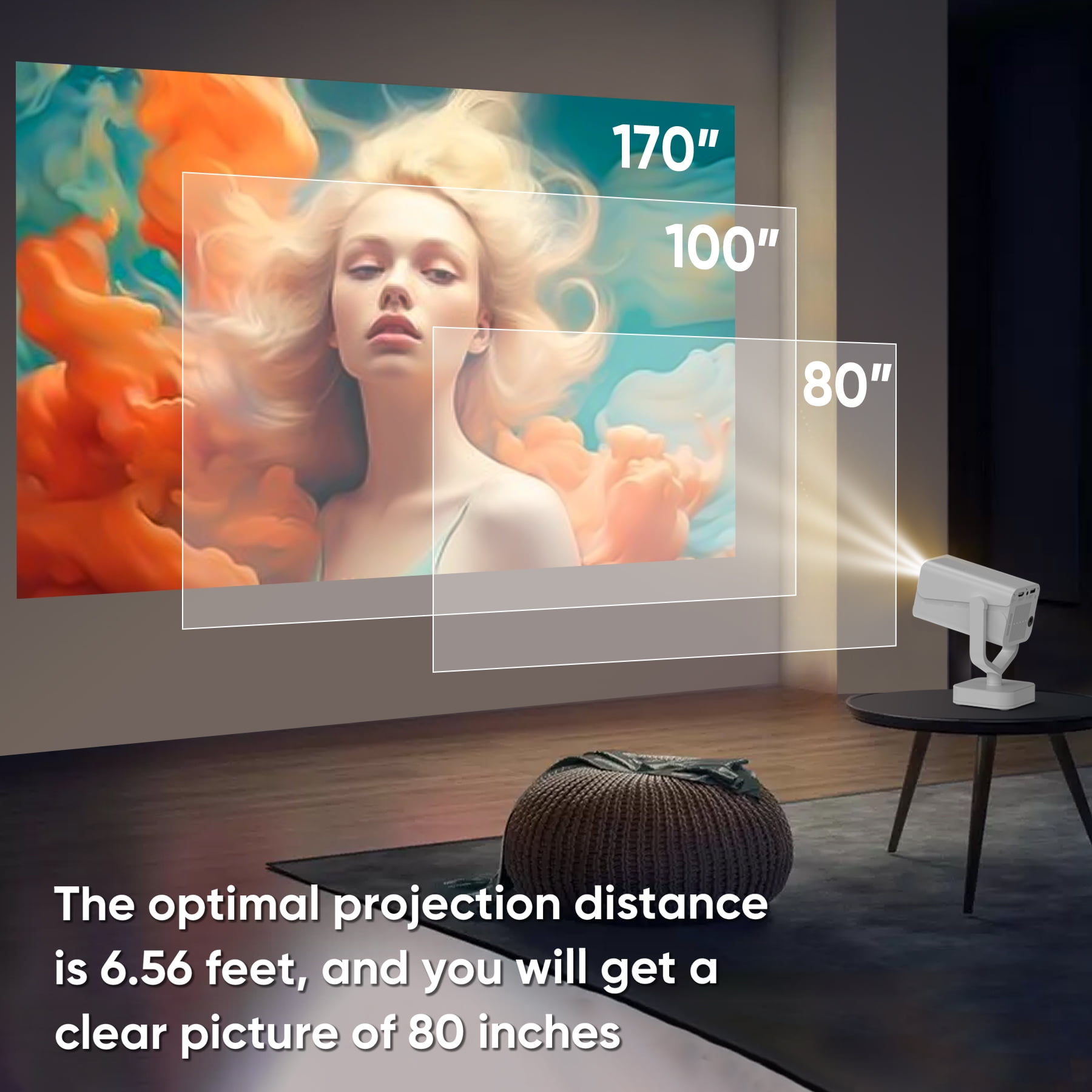 GCZ Projector with WiFi and Bluetooth, 1080P Support, Auto Keystone Electric Focus, Portable Projector for Phone/TV Stick