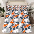 thumbnail image 2 of Castle Fairy Grey Orange Camo 4 Pieces Queen Sheet Sets for Children Teens Adults,Vintage Camouflage Ultra Soft Flat Sheet,Abstract Geometric Queen Fitted Sheet,Super Cozy Room Decor, 2 of 7