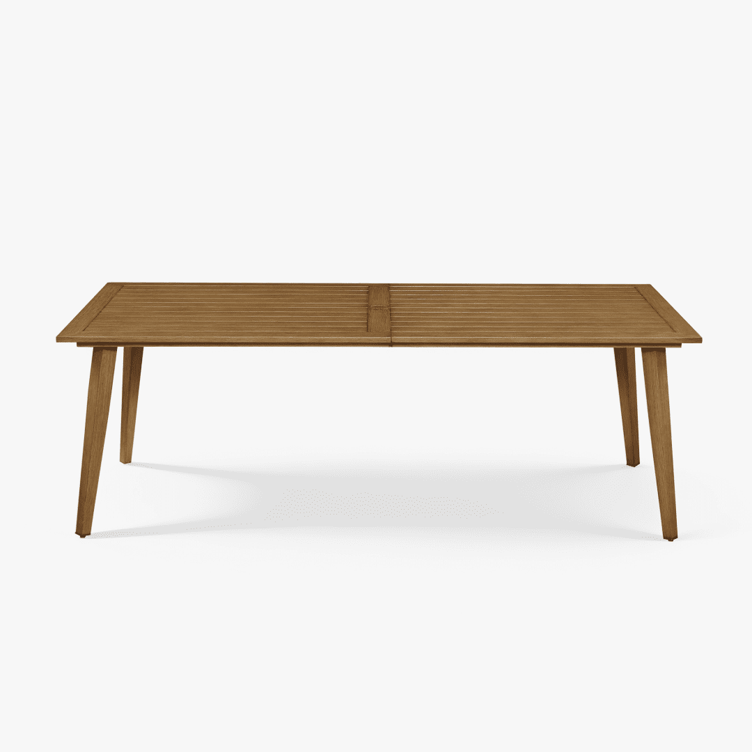 8 Person Outdoor Dining Table Aluminum Umbrella Hole All-Weather, Teak