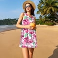thumbnail image 3 of Vsdgher Robe d'Été Imprimé Flamant Rose pour Femmes Décontractée Col en U Robe de Plage Sans Manches Robe Débardeur Ample avec Poche, 3 of 7