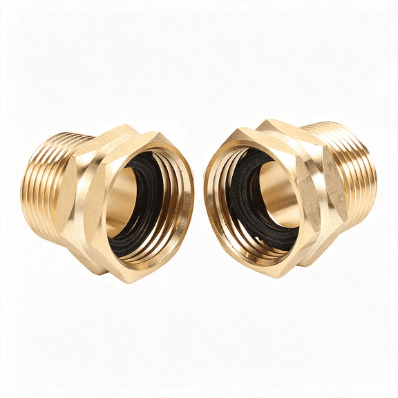 ICERUN 3/4" Ght Female to 3/4" Npt Male Connector, Brass Garden Hose Fitting 3/4 Npt to Garden Hose Adapter 2Pcs