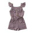 thumbnail image 1 of Toddler Girls Square Neck Bodysuit, Ruffled Sleeve Slender Waist Romper, 1 of 10