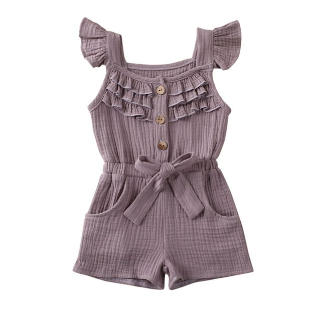 Mialoley Kids Body Girls Cou Carré, Manches Volantées Taille Mince Romper