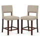 thumbnail image 1 of Costway Set de 2 Sillas de Bar, Juego de Taburetes de Altura de Mostrador con Respaldo Ahuecado y Patas de Madera de Caucho, Taburete de Cocina Tapizado para Hogar, Pub y Café, Beige/Gris, 1 of 4