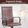 thumbnail image 3 of Office Chair, Ergonomic Executive Conference Room Chairs, Ribbed Leather Desk Chair with Lumbar Support, Adjustable Height Mid-Back Swivel Chair with Padded Seat, 3 of 8